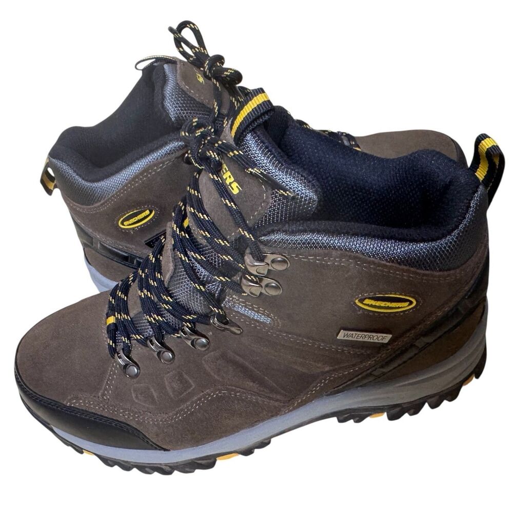 Skechers Mens Leather Boots Waterproof Memory Foam 7.5 Extra Wide bv - Picture 8 of 10